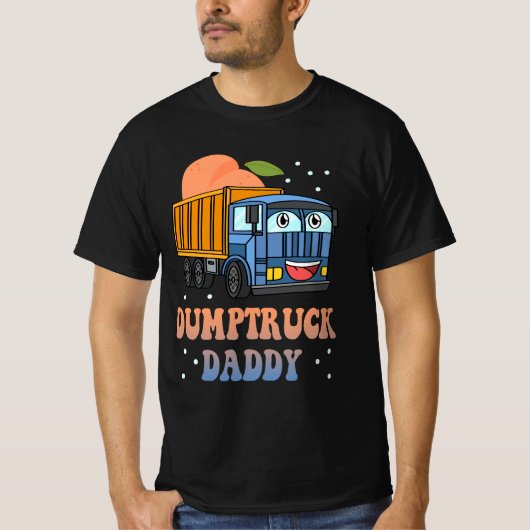 Dumptruck Daddy Retro Groovy Vater Day Constructi T-Shirt (Vorderseite)