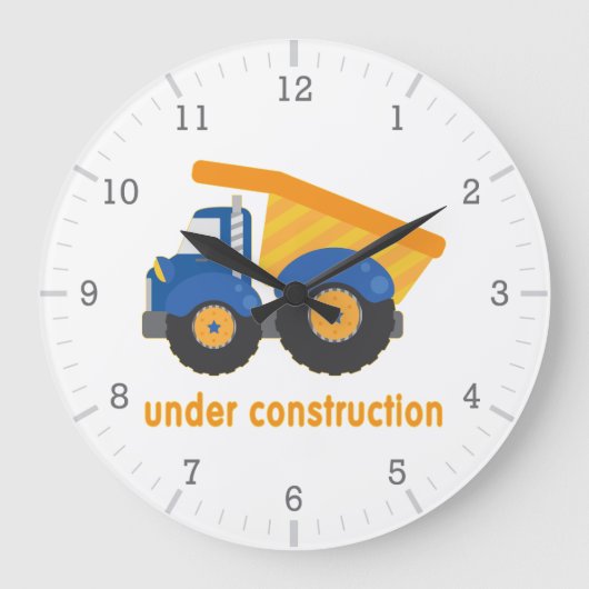 Dumptruck Under Construction Große Wanduhr (Vorderseite)