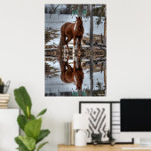 Dun Ranch Pferd beim Trinken Hole Equine Foto Poster (Heimbüro)