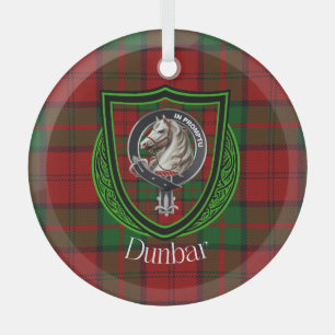 Dunbar schottisches Clan-Tartan & Wappen Ornament Aus Glas