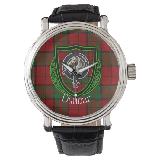 Dunbar Scottish Clan Tartan & Crest Armbanduhr (Vorderseite)