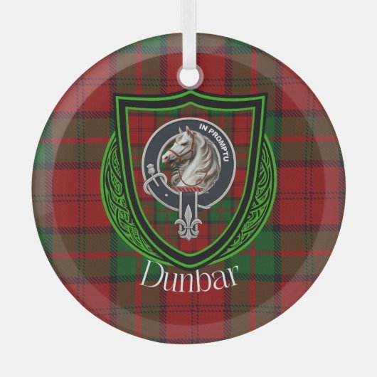 Dunbar Scottish Clan Tartan & Crest Ornament Aus Glas (Vorderseite)