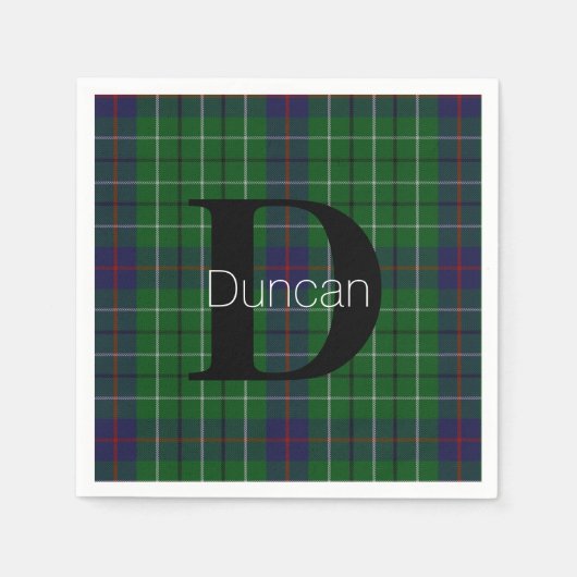 Duncan Clan Kariert Monogram Paper Napkins Serviette (Vorderseite)