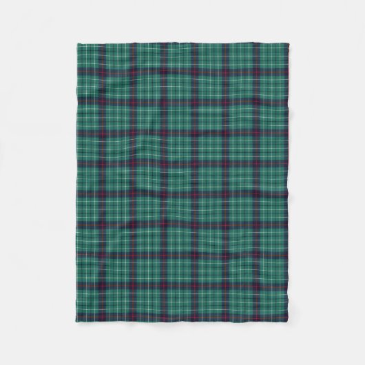 Duncan Clan Turquoise und Royal Blue Modern Tartan Fleecedecke (Vorderseite)