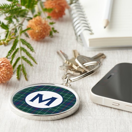 Duncan Family Tartan Green und Blue Kariert Monogr Schlüsselanhänger (Seite)