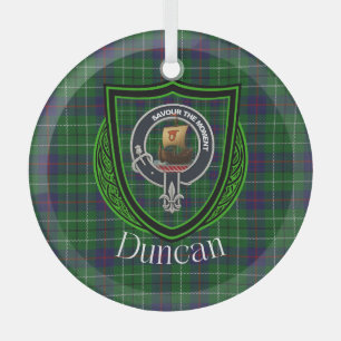 Duncan schottischer Clan Tartan & Wappen Ornament Aus Glas