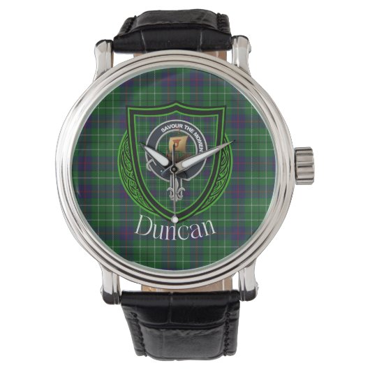 Duncan Scottish Clan Tartan and Crest Armbanduhr (Vorderseite)