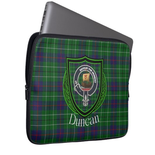 Duncan Scottish Clan Tartan and Crest Laptopschutzhülle (Vorne Rechts)