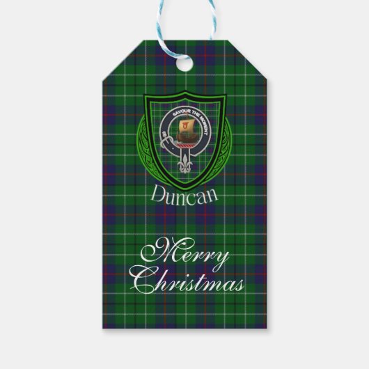 Duncan Scottish Clan Tartan & Crest Geschenkanhänger (Vorderseite)