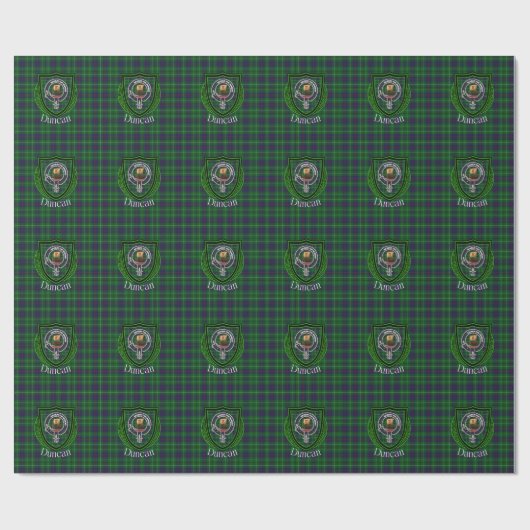 Duncan Scottish Clan Tartan & Crest Geschenkpapier (Flach)