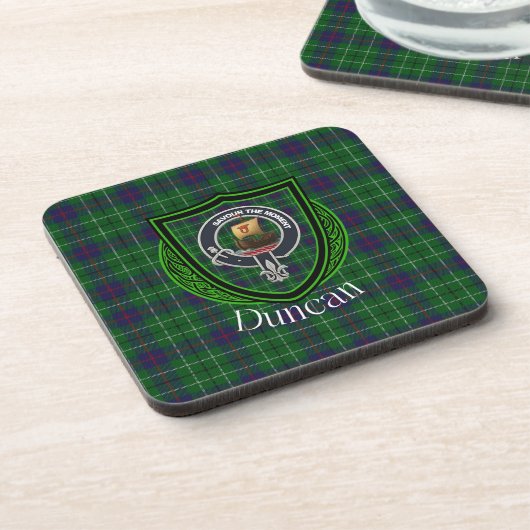 Duncan Scottish Clan Tartan & Crest Getränkeuntersetzer (Linke Seite)