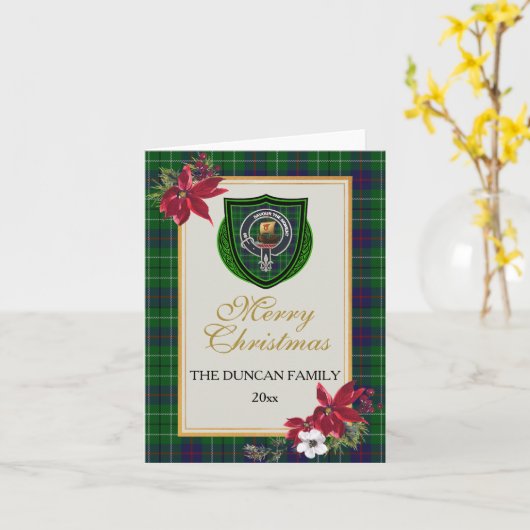 Duncan Scottish Clan Tartan & Crest Karte (Gelbe Blume)