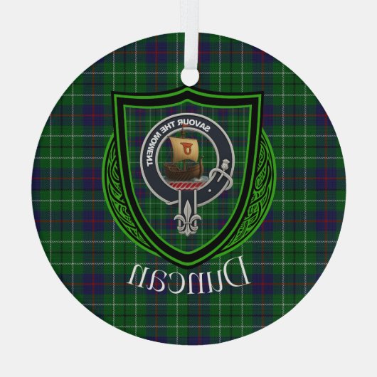 Duncan Scottish Clan Tartan & Crest Ornament Aus Glas (Rückseite)