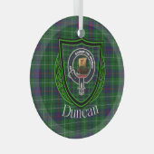 Duncan Scottish Clan Tartan & Crest Ornament Aus Glas (Vorderseite Rechts)