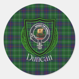 Duncan Scottish Clan Tartan & Crest Runder Aufkleber