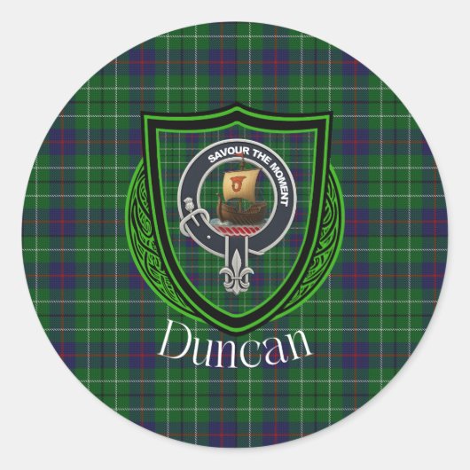 Duncan Scottish Clan Tartan & Crest Runder Aufkleber (Vorderseite)