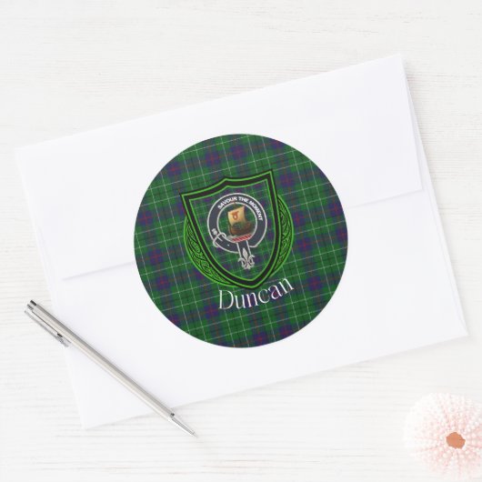 Duncan Scottish Clan Tartan & Crest Runder Aufkleber (Umschlag)