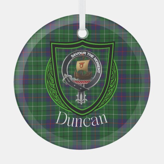 Duncan Scottish Clan Tartan & Wappen Ornament Aus Glas (Vorderseite)