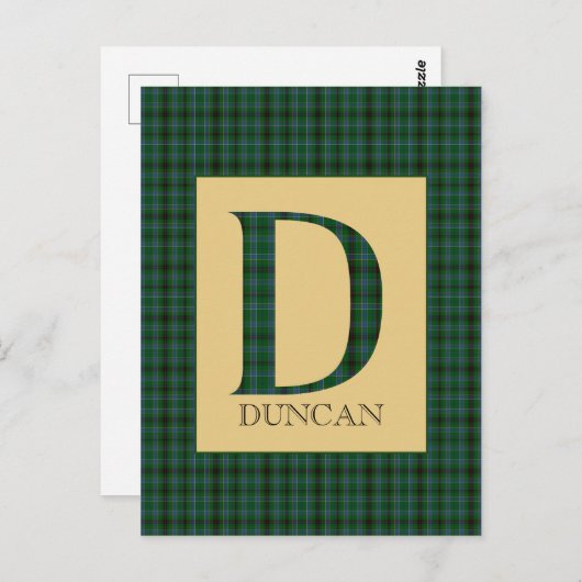 Duncan Tartan Monogram D Postkarte (Vorne/Hinten)