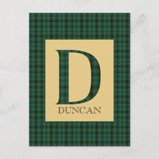 Duncan Tartan Monogram D Postkarte (Vorderseite)