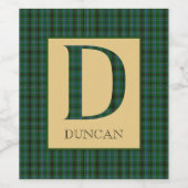 Duncan Tartan Monogram D Weinetikett (Einzelnes Label)