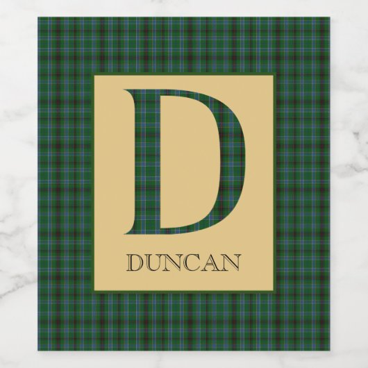 Duncan Tartan Monogram D Weinetikett (Einzelnes Label)