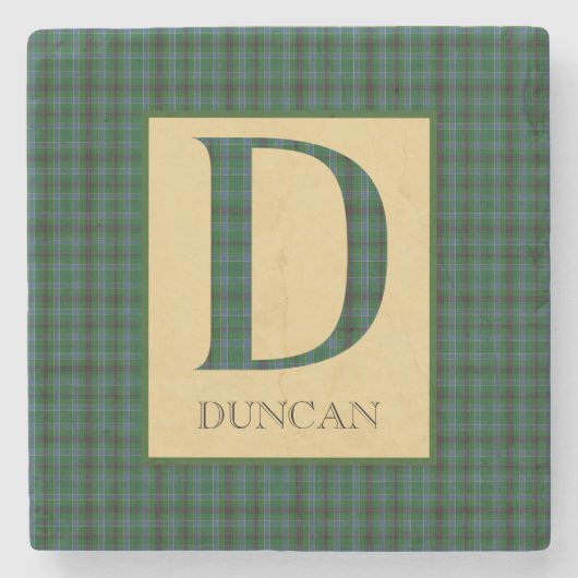 Duncan Tartan Monogramm D Steinuntersetzer (Vorderseite)