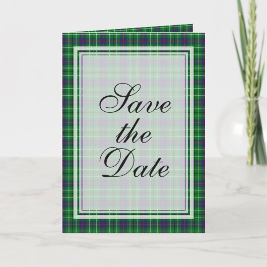 Duncan Tartan Save the Date Einladung (Vorderseite)