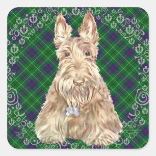 Duncan Tartan Scottie Quadratischer Aufkleber