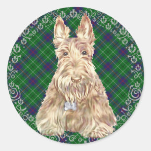 Duncan Tartan Scottie Runder Aufkleber
