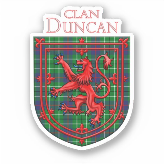 Duncan Tartan Scottish Kariert Lion Rampant Aufkleber (Vorderseite)