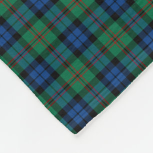 Dundas Clanhellgrüner und blauer Tartan Fleecedecke