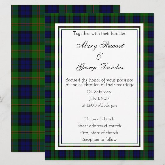 Dundas Scottish Wedding Einladung (Vorne/Hinten)