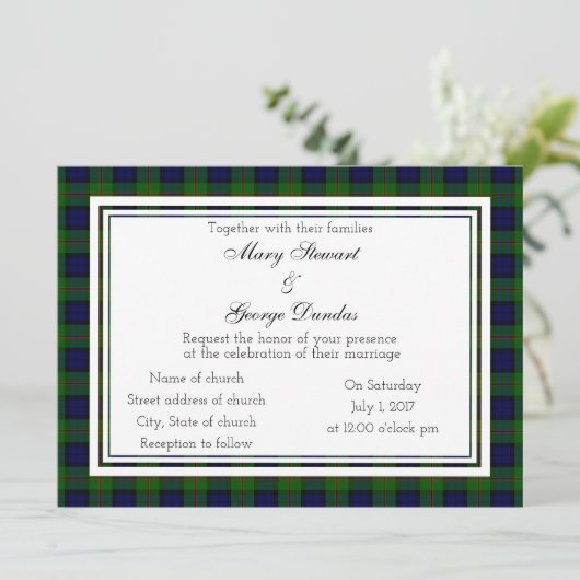 Dundas Scottish Wedding Einladung (Stehend Vorderseite)