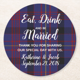 Dundonald Kariert Gastgeschenk Hochzeit Paper Unte Runder Pappuntersetzer