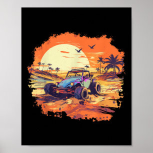 Dune Buggy Clic Strandwagen Retro Vintage Sonnenun Poster