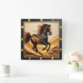 Dune Sprint: Charred Wood Arabian Kunstwerk Quadratische Wanduhr (Zuhause)