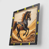 Dune Sprint: Charred Wood Arabian Kunstwerk Quadratische Wanduhr (Winkel)