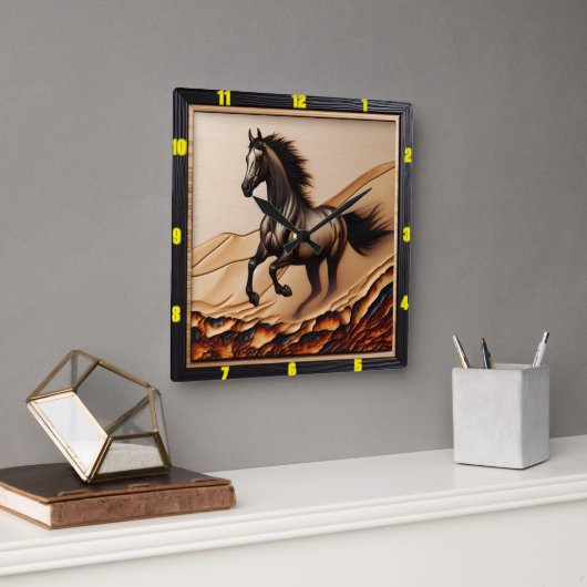 Dune Sprint: Charred Wood Arabian Spirit Quadratische Wanduhr (Büro)