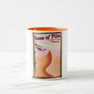 Düne von Pilat, Dunes Vintage Frankreich Reiseplak Zweifarbige Tasse