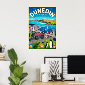 Dunedin Neuseeland Retro-Reiseposter-Kunst Poster (Heimbüro)