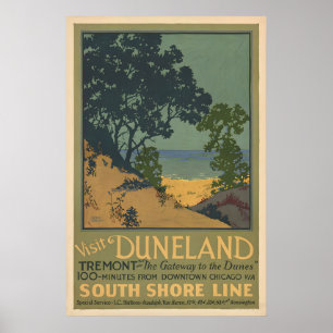 Duneland Strände Vintage-Reiseposter - Süd Poster