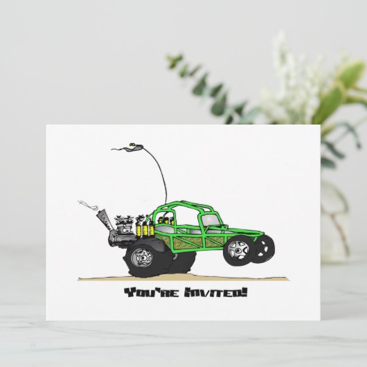 Dünen-Buggy-Party Einladungen (Stehend Vorderseite)