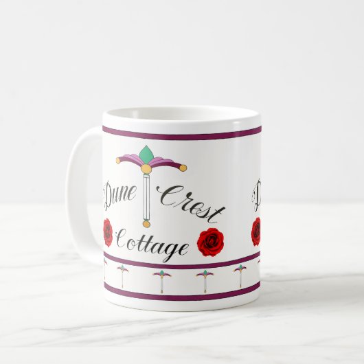 Dünen-Wappen-Hütten-Tasse - Rose Kaffeetasse (Vorderseite Links)
