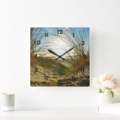 Dünengras und Meer - Quadratische Wanduhr (Zuhause)
