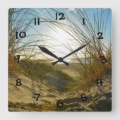 Dünengras und Meer - Quadratische Wanduhr (Vorderseite)