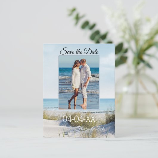 Dunes and Beach Foto Save the Date Postcard Ankündigungspostkarte (Stehend Vorderseite)