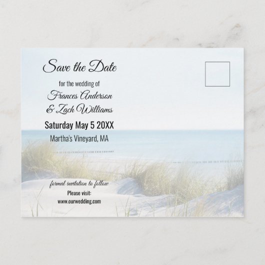 Dunes and Beach Save the Date Postcard Postkarte (Rückseite)