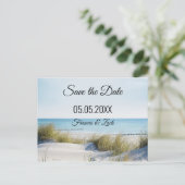 Dunes and Beach Save the Date Postcard Postkarte (Stehend Vorderseite)