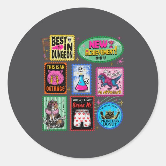 Dungeon Crawler Carl Retro Funny Runder Aufkleber (Vorderseite)